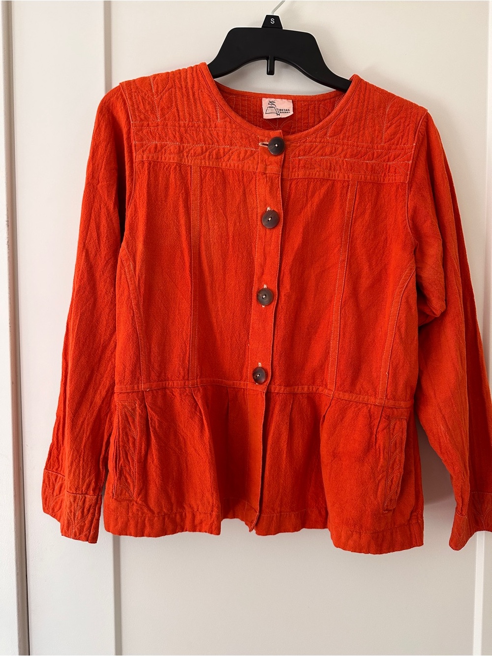 Bright Orange Button-Front Shirt Jacket
